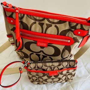 Coach Brown and Orange Medium Crossbody